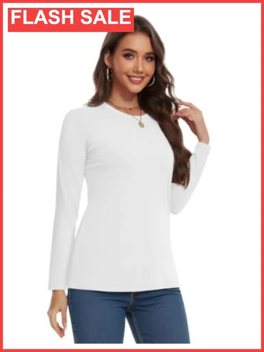 Women's Cotton Long Sleeve Crew Neck T-Shirt Soft Regular Fit Fall Top